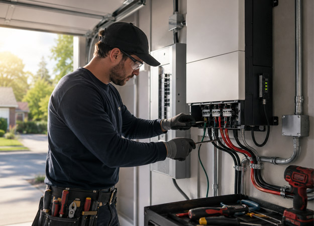 American Electrical Systems engineer at an install.